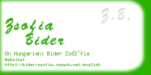 zsofia bider business card